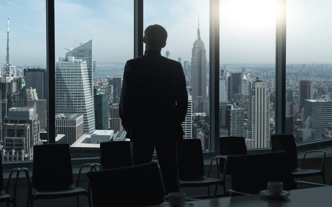 businessman in hist office with a breathtaking view